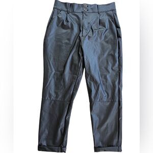 BBJ Boom Boom Jeans black faux leather cuffed trousers size XL